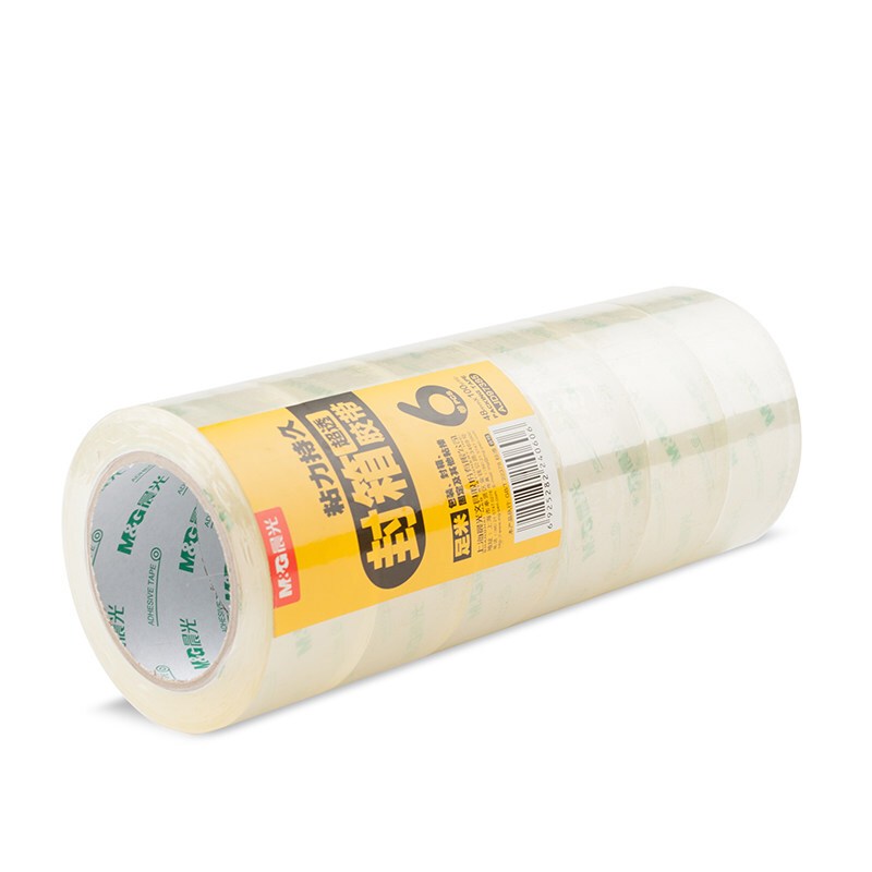 晨光(M&G)透明封箱胶带宽胶带透明米黄色胶带强粘性 48mm*91米 AJD97385 单卷