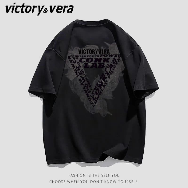 VICTORYVERA短袖t恤女2022夏季新款学生复古印花韩版宽松休闲上衣图片