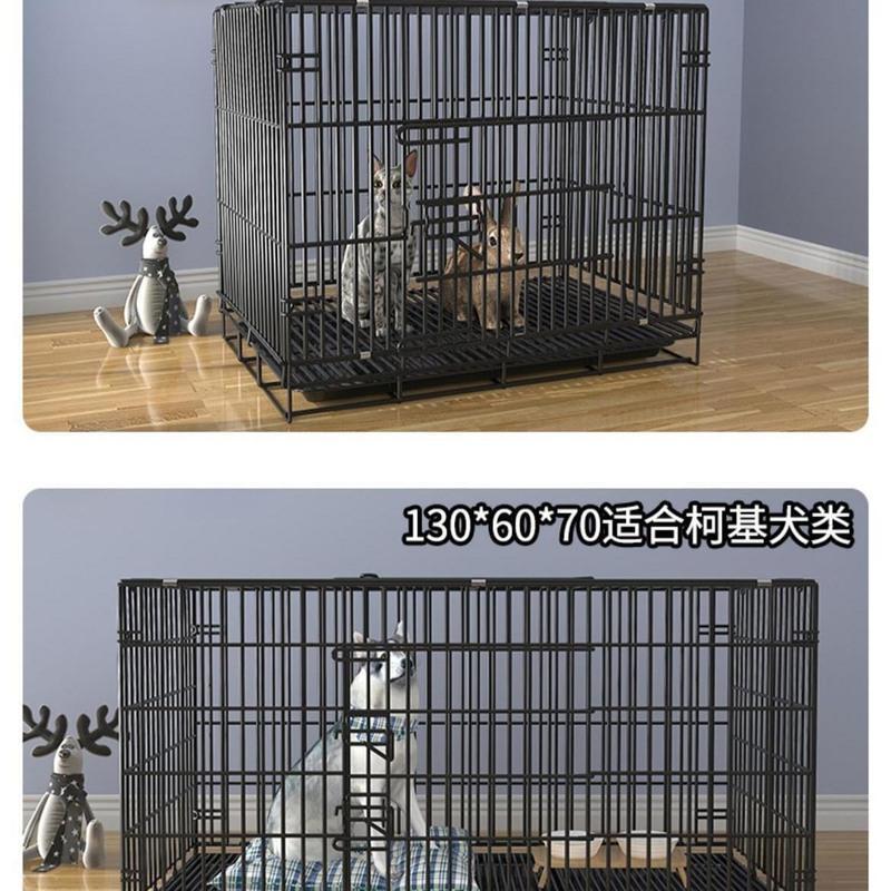 加粗黑色(简装版) S小型52*35*42cm 狗笼子泰迪小型犬中型犬大型犬带厕所宠物室内狗笼子猫笼子兔子笼