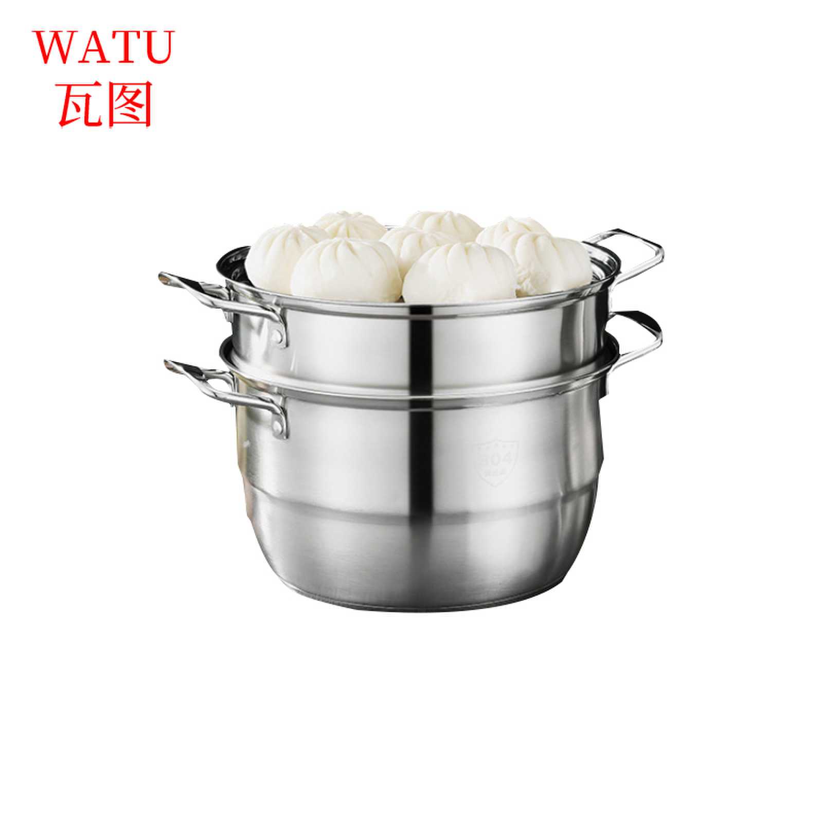 瓦图 304不锈钢三层蒸锅 汤蒸锅家用加厚复底 32cm 1个装高清大图