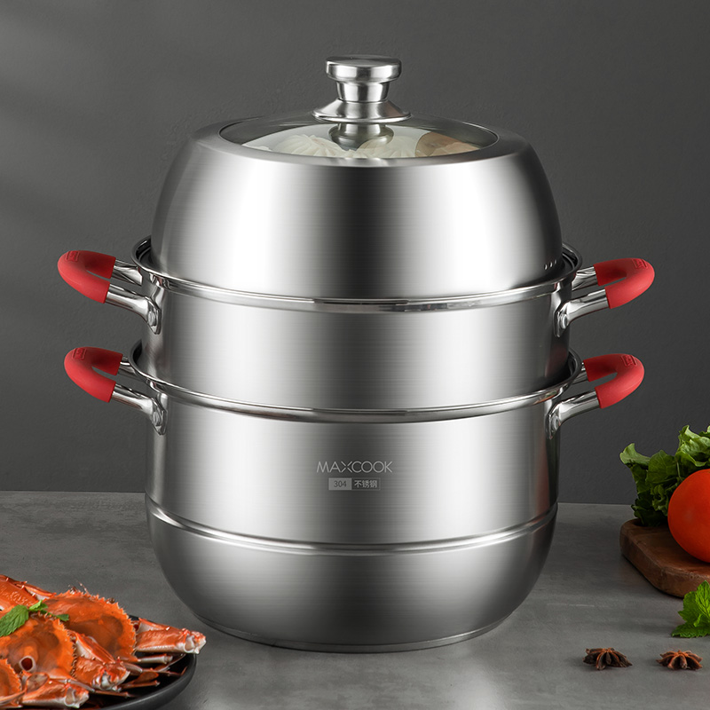 美厨 304不锈钢 三层蒸锅 蒸煮两用 悦享三层多用汤蒸锅28cm MCLP-605