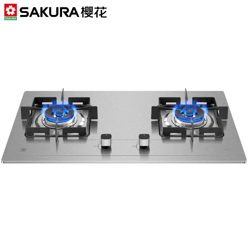樱花(SAKURA)家用不锈钢燃气灶双灶大尺寸多开孔可安装换装专用天然气煤气灶液化气台嵌两用一级能效 天然气12T AD