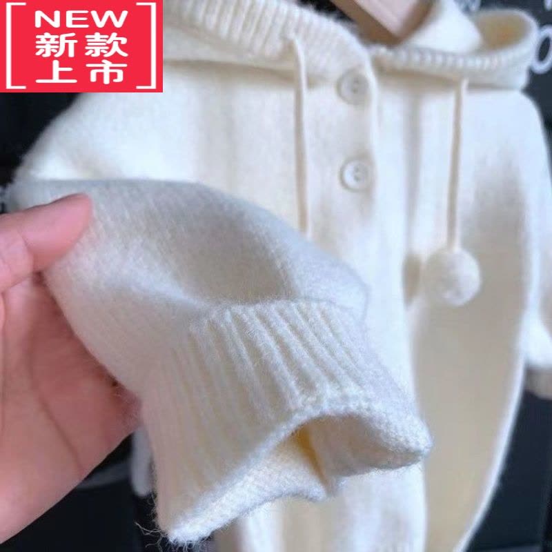 可莉允女童毛衣2022新款洋气儿童粉糯连帽套头针织衫女宝宝韩版帽子衫潮图片