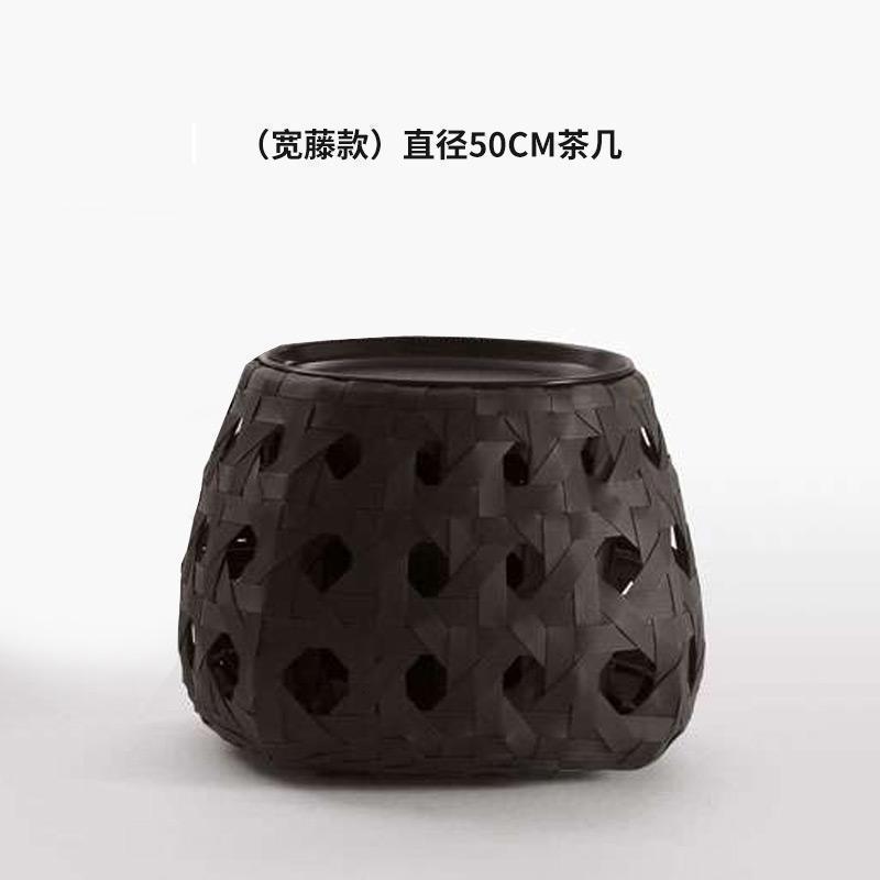 森美人户外家具藤编躺床沙滩阳台庭院躺椅沙发阳光房露天休闲别泳池躺床 宽藤款φ50茶几