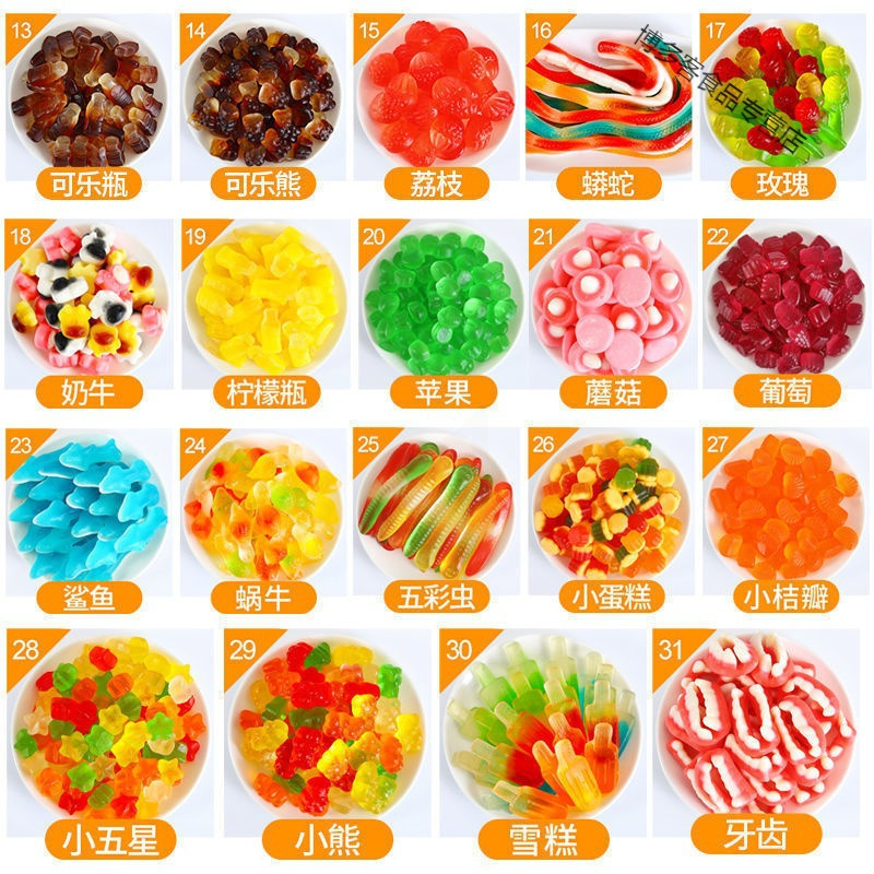 qq软糖橡皮糖混合什锦果味糖果网红儿童零食喜糖散装混合口味批发