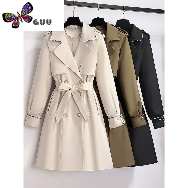 语娄风衣外套女士秋季2023年新款韩版中长款今年流行高级感米白色大衣