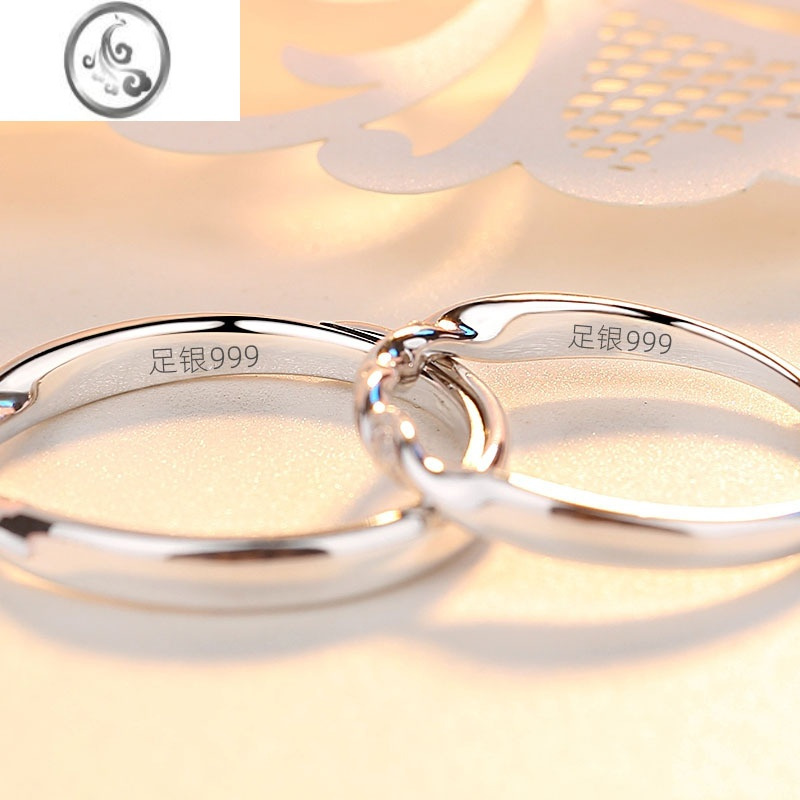 jimi情侣戒指银银一对999足银戒指女小众设计情侣款对戒刻字原创礼物