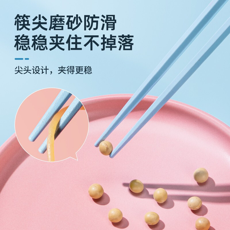 炊大皇 筷子 一人一色专人专用合金筷家用家人分食筷防滑专用筷 [十双装]5色分餐筷×2 KZ05HJ高清大图