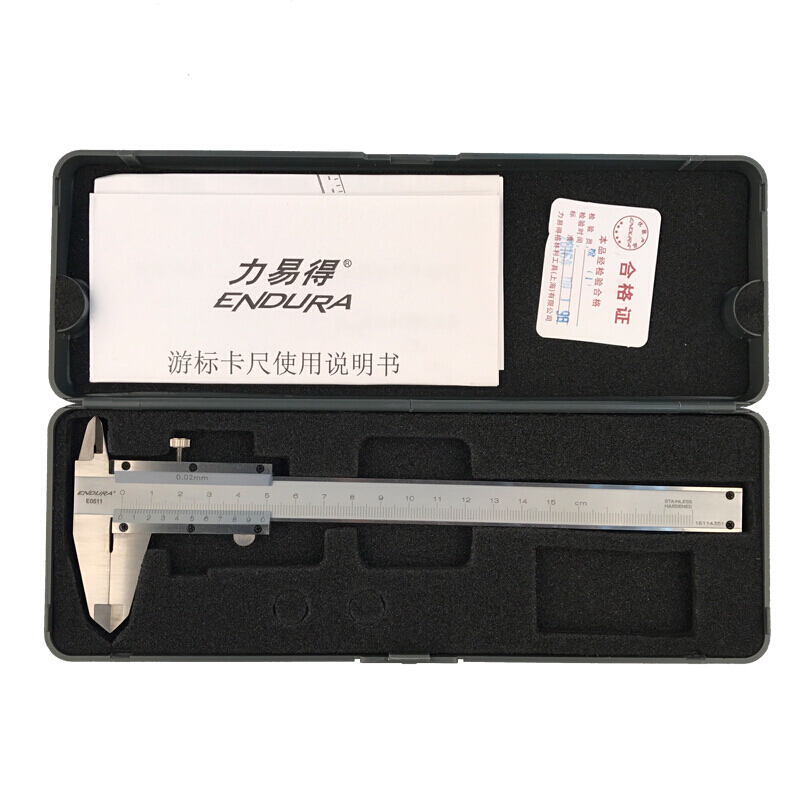 力易得(ENDURA)高精度不锈钢游标卡尺 150mm 货号E0511 1把