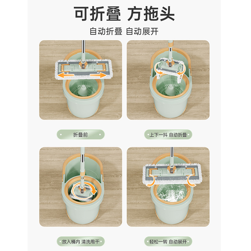 美添乐旋转拖把家用一拖净免手洗自拧水2024新款平板拖把除尘清洁高清大图