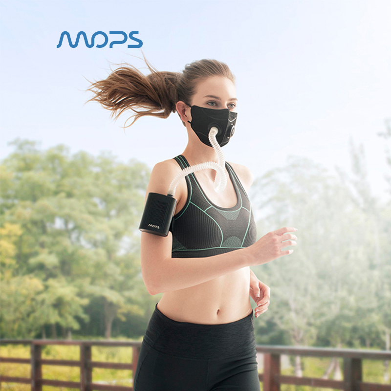 MOPS 忻风便携式空气净化器 智能防雾霾口罩PM2.5 运动口罩男女 深海蓝