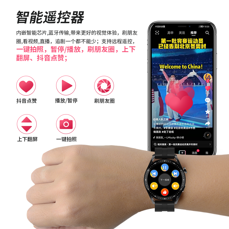 绘邦『官方正品』HW28新款智能腕表支付离线功能蓝牙语音通话蜜码锁屏血糖血压检测智能手表表环