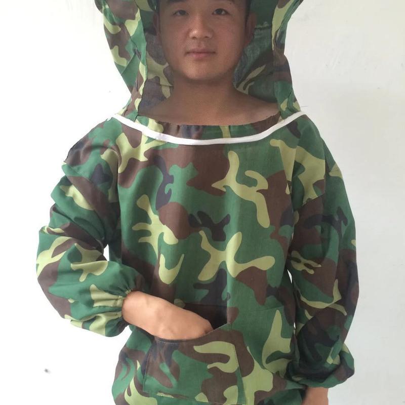 防蜂服全套手套蜂扫蜜蜂防护服半身养蜂服防蜂帽养蜜蜂工具防蜂衣 迷彩蜂衣
