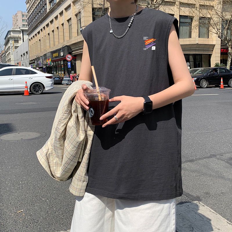 森马集团旗下GleMall纯棉2022夏季男韩潮休闲背心百搭运动宽松爆