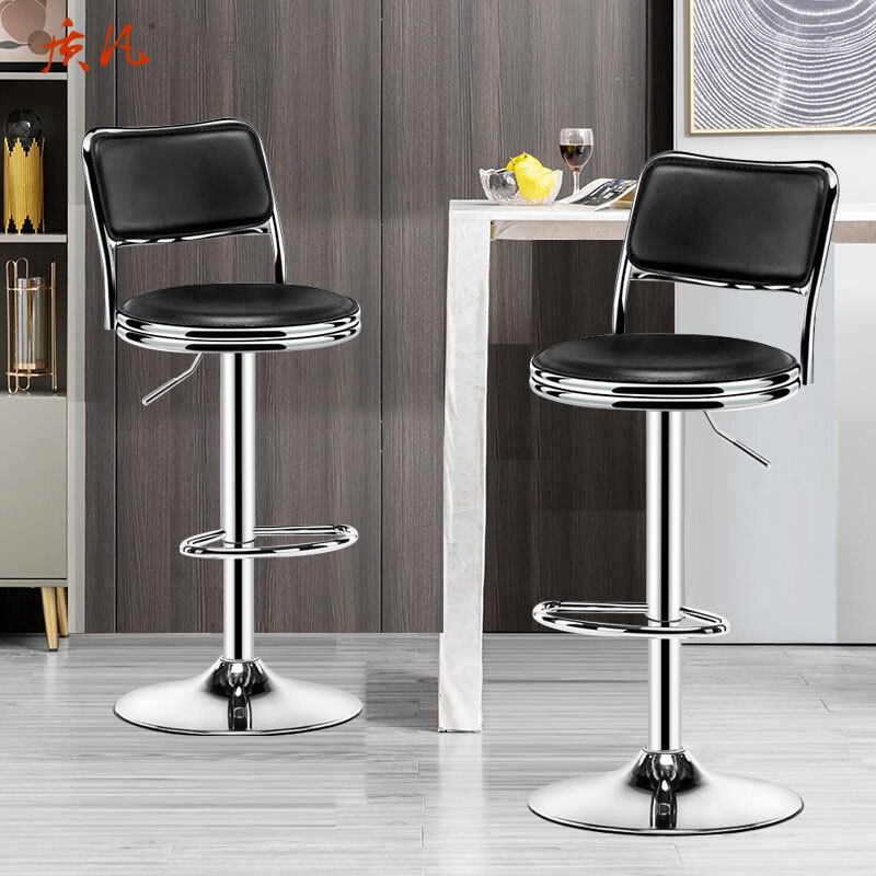 苏宁 质凡 办公家具吧台椅可升降家用轻奢吧椅带靠背高脚椅前台椅高清大图