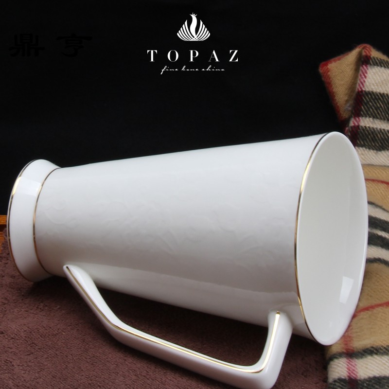 鼎亨骨瓷马克杯带盖勺大号白简约创意个性水杯咖啡杯子陶瓷早餐骨