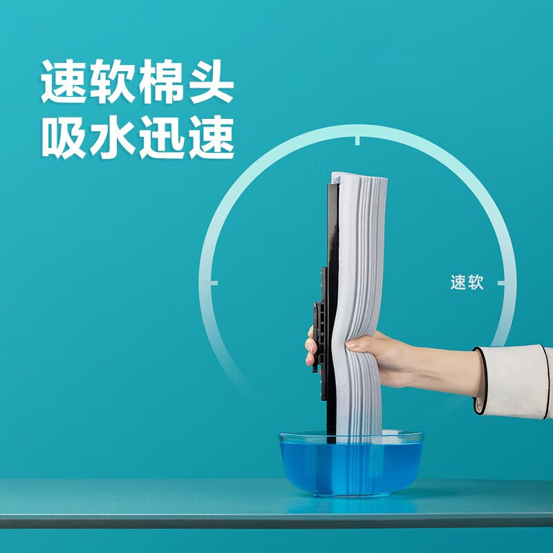 茶花胶棉拖把滚轮式拖布吸水海绵墩布一拖净免手洗挤水拖地神器灰*高清大图