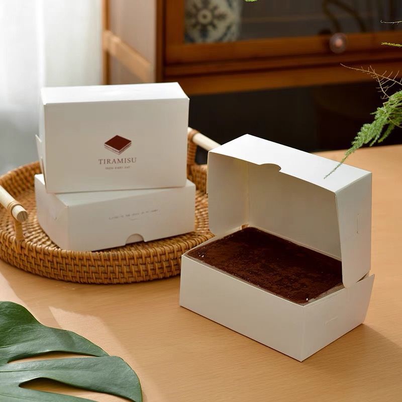 日式提拉米苏包装盒烘焙手工diy西点打包盒子千层慕斯豆乳盒子纯白款