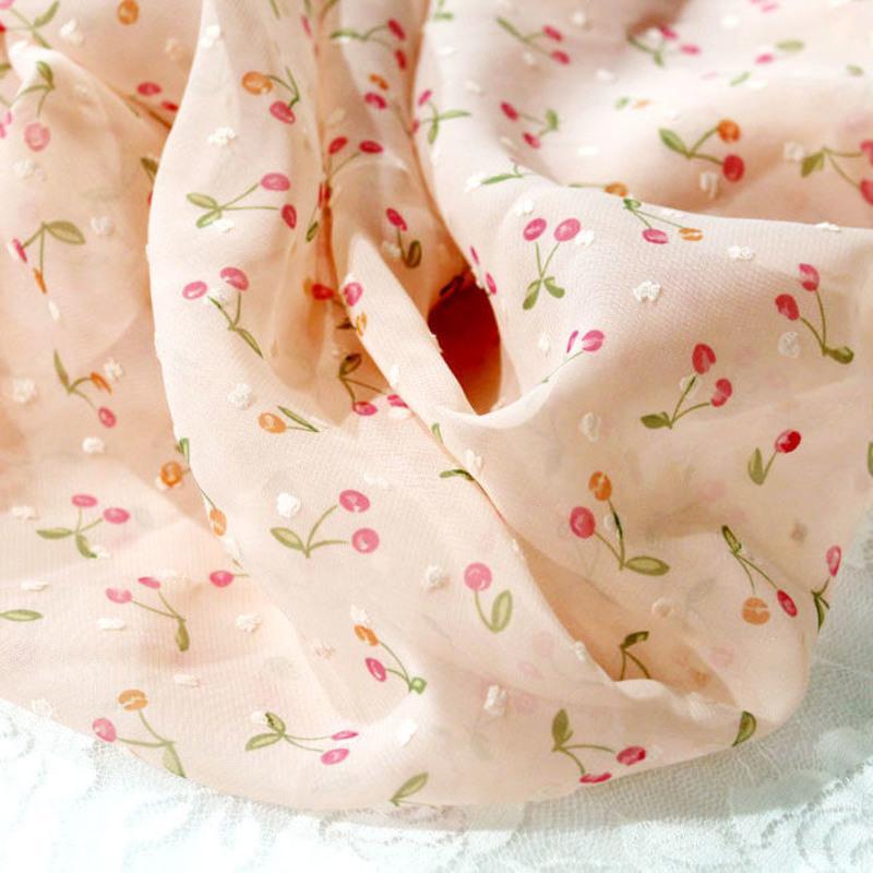 雪纺印花面料夏服装连衣裙半身裙网纱衬衫布印花雪纺田园碎布料白色小