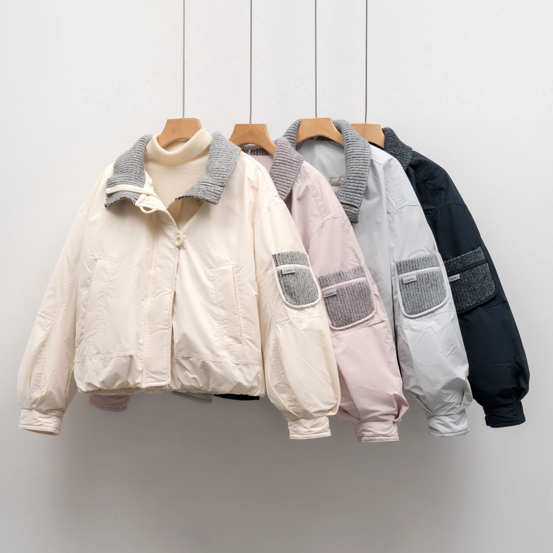 90鸭绒羽绒服女新国标休闲夹克型秋冬简约纯色宽松外套_855272高清大图