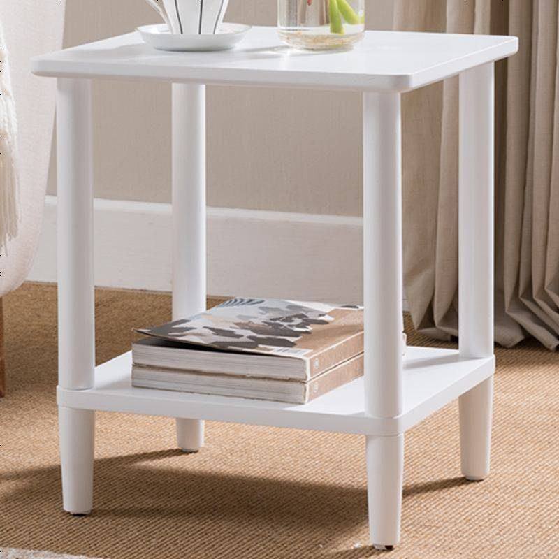 茶几实木现代简约小边几角几沙发茶桌客厅方桌电话桌咖啡桌子 全实木白色