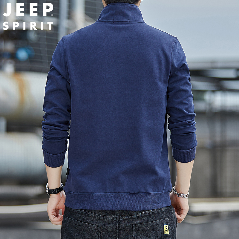 jeepspirit吉普新款人气卫衣男士半拉链立领外套体恤男百搭时尚潮牌