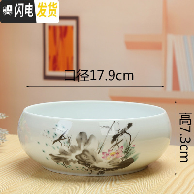 三维工匠水仙花盆无孔铜钱花盆白色碗莲盆睡莲水培花盆多肉拼盘花盆陶瓷 鸟语花香口径18.5 18-19CM