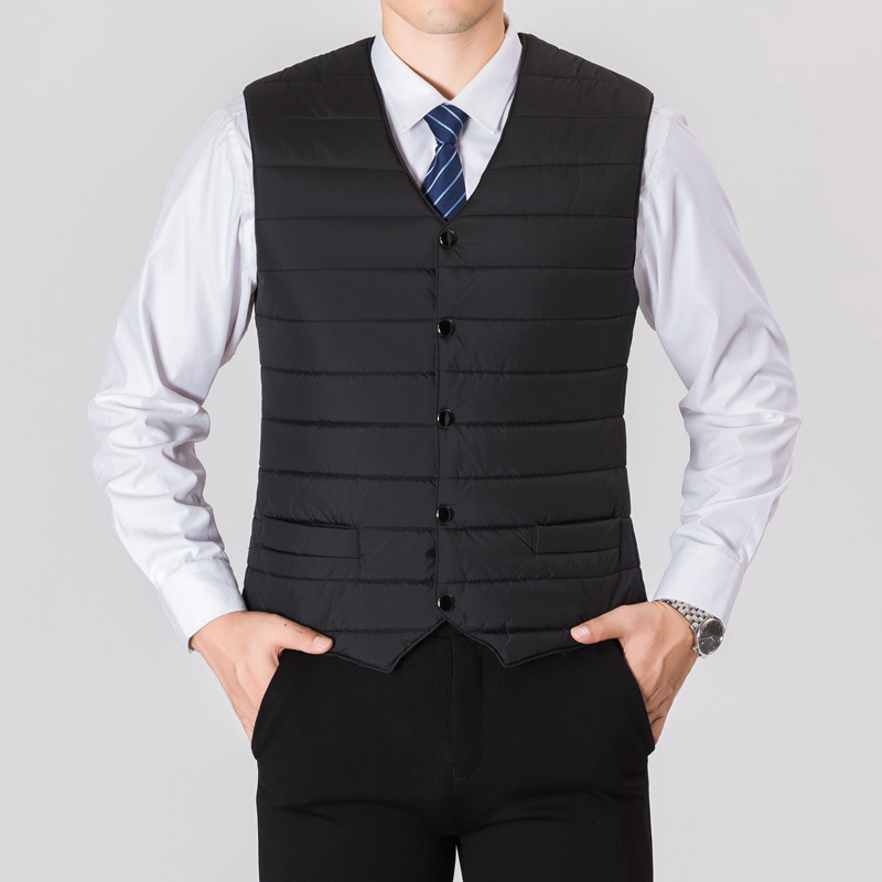 newlake秋冬西装马甲男商务休闲夹克背心大码新款中年羽绒棉保暖坎肩