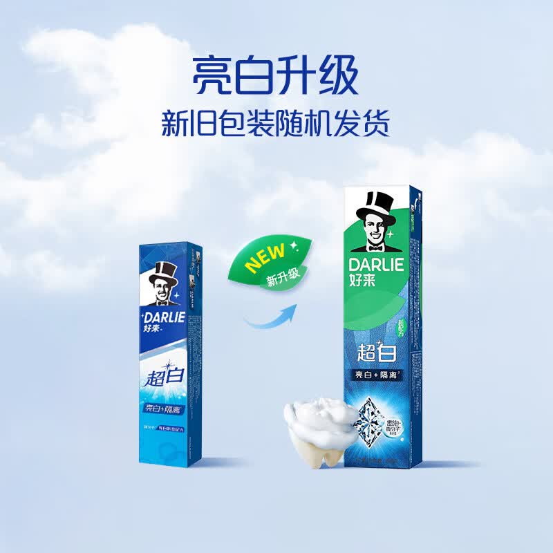 好来(DARLIE)原黑人超白牙膏亮白+隔离 温和净白牙齿清新口气去烟渍去黄去牙渍140g*3支高清大图