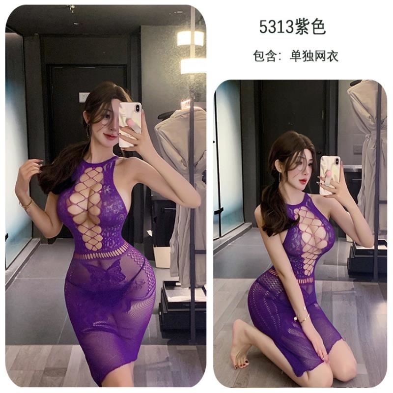长夜漫漫情趣内衣大码可撕扯连体包臀网衣镂空透视紧身睡裙女5313高清大图