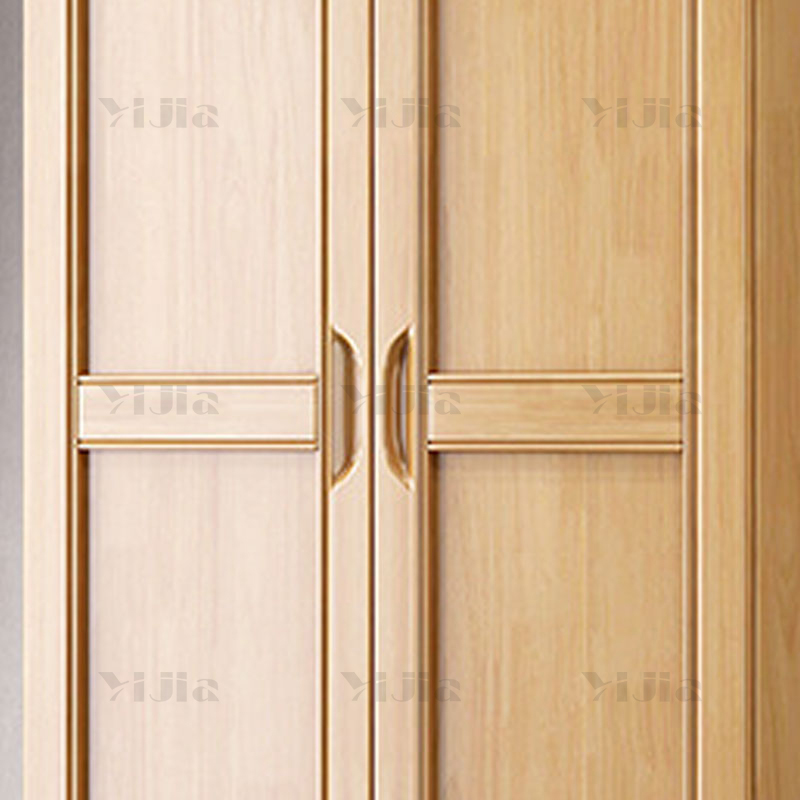 翌嘉yj4022713中式实木衣柜对开二门衣柜卧室收纳大衣橱榉木色