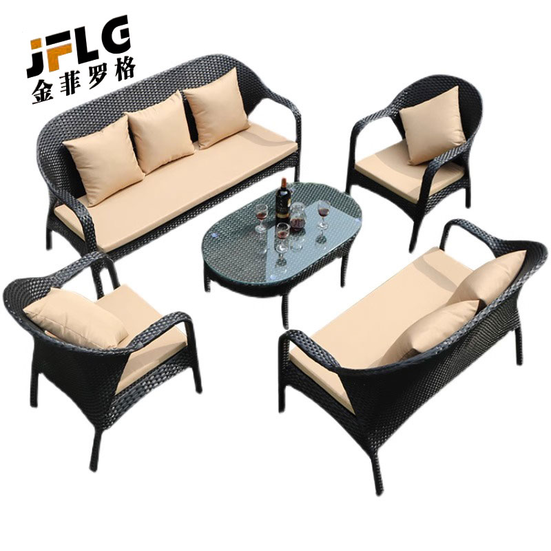 苏宁 金菲罗格 办公家具休闲户外藤编沙发高清大图