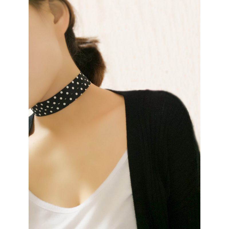 新款欧美饰品时尚个性项圈黑白斑点颈链女士项链DNDZ8496送女朋友七夕情人节礼物