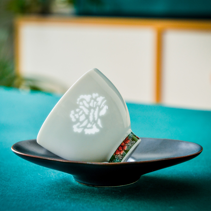 古镇陶瓷景德镇功夫茶具套装家用玲珑瓷泡茶茶杯陶瓷礼盒5头茶具花好