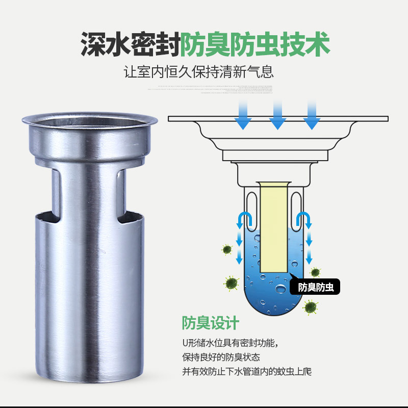 正山(Zhengshan)厨房卫浴防臭地漏不锈钢304洗衣机地漏防虫防堵五金挂件