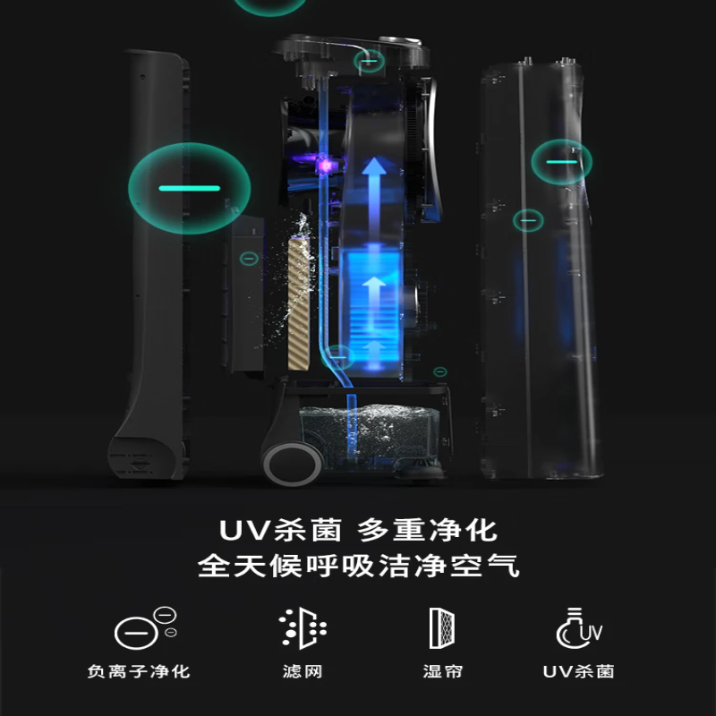 飞利浦(PHILIPS)空调扇强力制冷风扇家用冷风机无叶水冷电风扇落地塔扇负离子净化遥控加湿空气循环扇ACR4246X高清大图