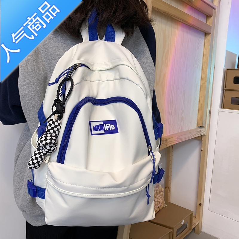 封后书包女大学生韩版原宿ulzzang高中女生背包感小众设计双肩包学生书包