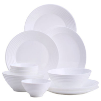 乐美雅华瑞娜餐具团团圆圆十件套玻璃白玉餐具碗碟套装