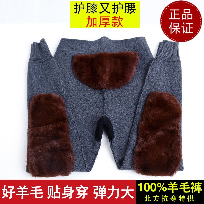 免费试穿鄂尔多斯市纯羊毛裤男士加绒加厚保暖裤女秋冬大码高腰打底羊绒裤2021冬装新款羊毛高清大图