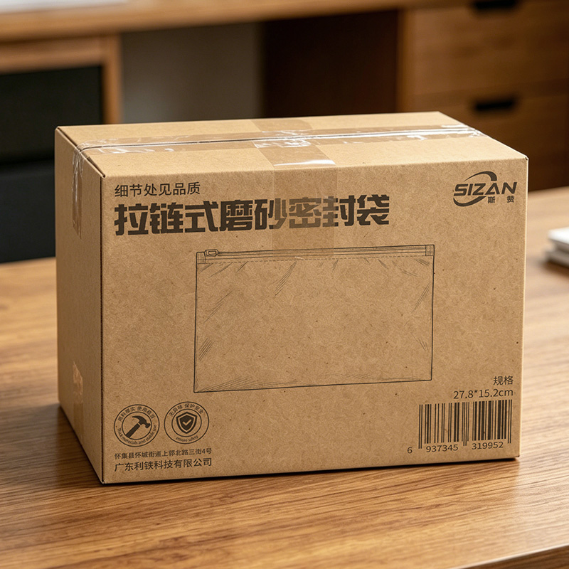 斯赞 拉链式磨砂密封袋 27.8*15.2cm 个高清大图