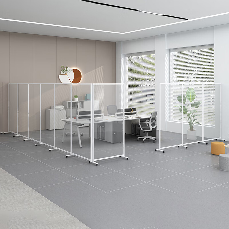 苏宁 质凡 办公室亚克力隔断折叠移动挡板(透明亚克力)/ZF-GD013/1.0米宽*1.5米高高清大图