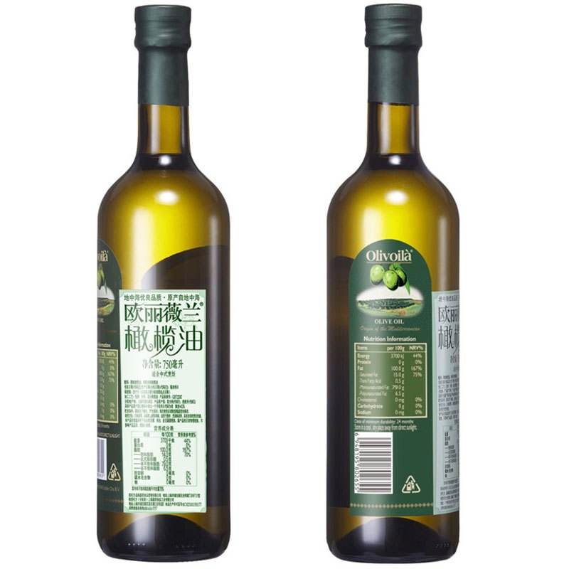 欧丽薇兰纯正橄榄油750ml*2瓶/盒 简装