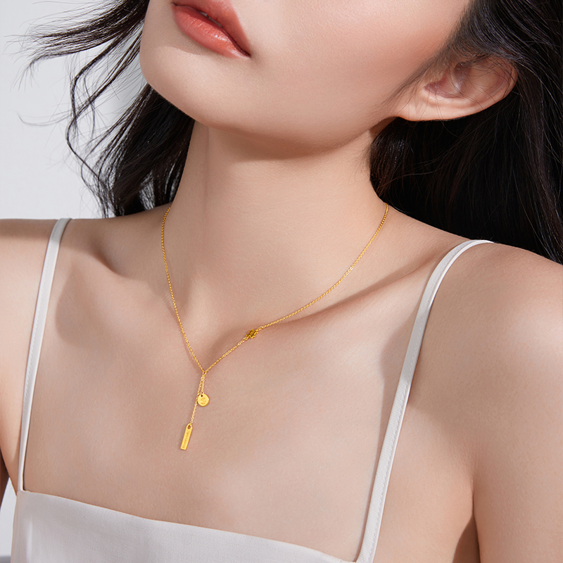 周大福ing系列幸运签小金条足金5g黄金项链吊坠计价工费438元f227016