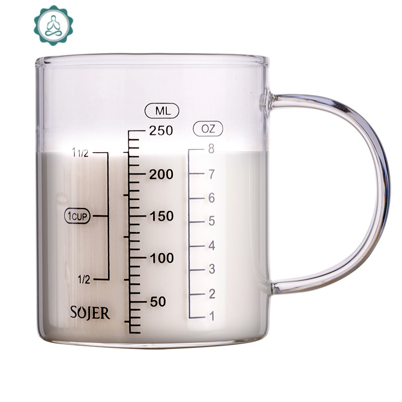 牛奶杯量杯耐热玻璃大小刻度杯厨房家用带把微波儿童牛
