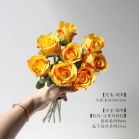 3#贵妃玫/1束/8枝手札[暖黄] 干燥焦边玫瑰蕾绢花仿真花家居装饰花卉婚庆摄影道具摆件香槟花束