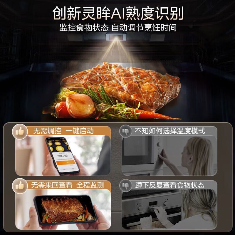 美的(Midea)知味感R6Pro 微蒸烤一体机嵌入式 灵眸变频微蒸烤炸炖五合一 55L大容量家用蒸烤箱 AI温湿智控高清大图