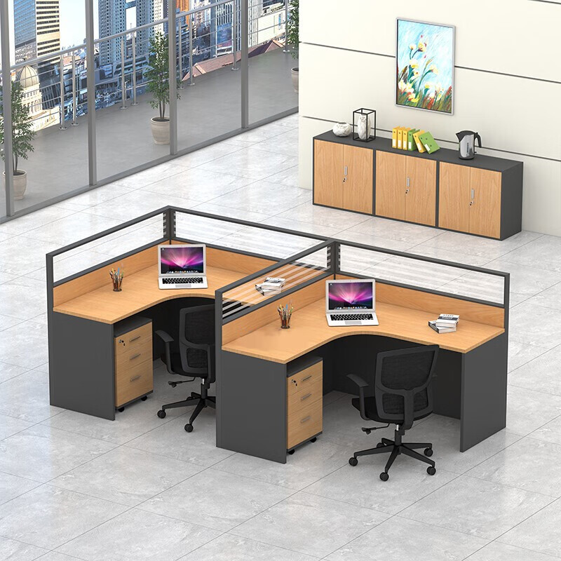 域赢办公桌屏风办公桌职员桌员工电脑工作位L型单人位高清大图