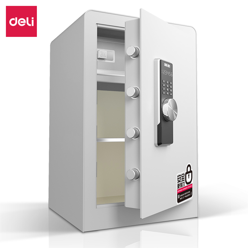 得力(deli)3644S保险箱/柜 60cm家用办公电子密码保险箱 全钢锁栓可入墙保管箱密码钥匙米白色