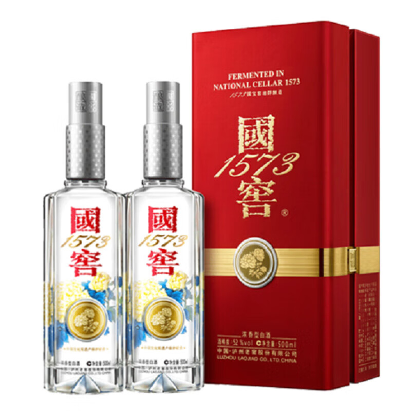 中国白酒　国窖1573　浓香型白酒　375ml  52度　グラスセット付き 中国白酒 国窖1573 浓香型白酒 375ml 52度 グラスセット付き