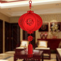 小灯笼新年装饰用品中秋装饰无纺布宫灯婚庆毛毡立体福字灯笼挂饰日用创意家居加厚福字绣球特大号33cm日用家居
